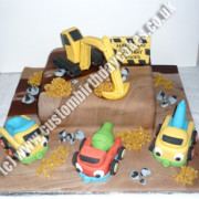 Digger Trucks Construction Cake