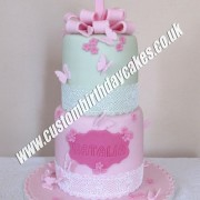 Lace Flowers and Butterfly Cake
